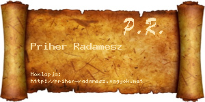 Priher Radamesz névjegykártya